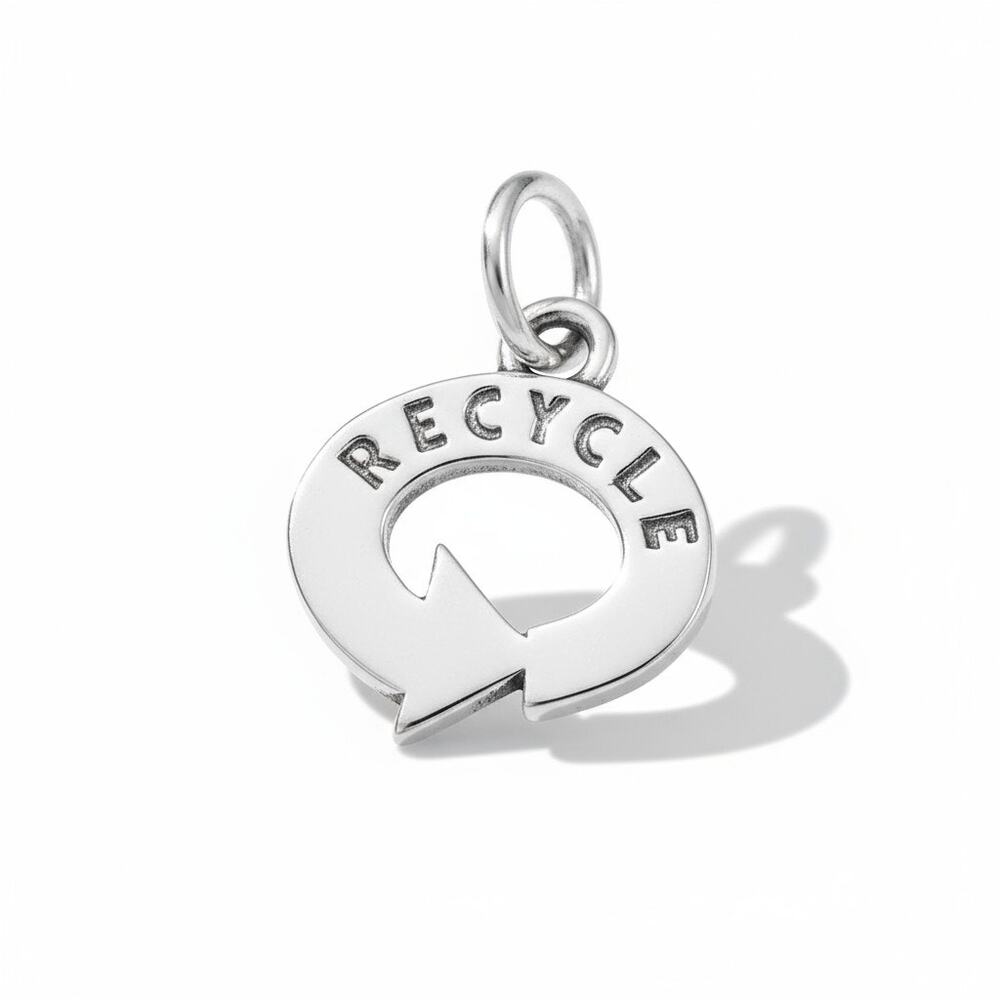 NEW Recycle Symbol .925 Sterling Silver Charm